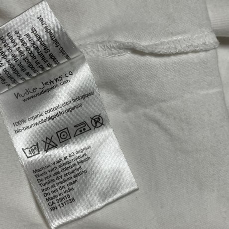 オーガニックコットン使用 Nudie Jeans 半袖クルーネックTシャツ ホワイト Sサイズ