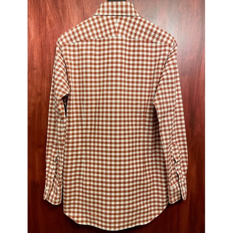MADE IN JAPAN製 NOLLEY'S goodman Ferno生地 ギンガムチェック柄長袖シャツ オレンジ×アイボリー 39-15 1/2サイズ