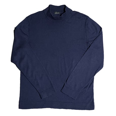 MADE IN ITALY製 ANDREA FENZI ハイネックコットンウールセーター ネイビー 48サイズ