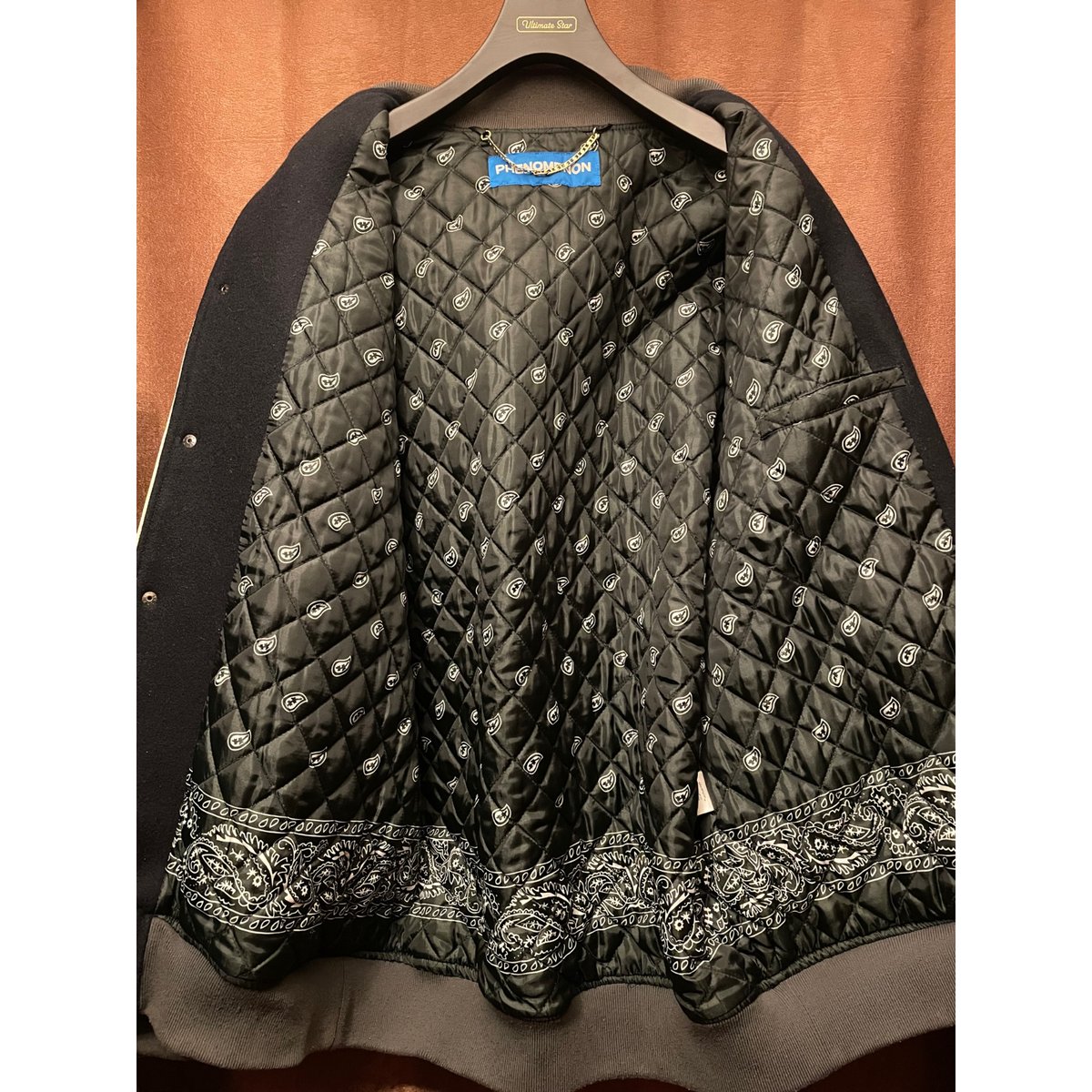 フェノメノン 袖レザー 総柄スタジャン ジャケット ビッグサイズ phenomenon スタジャン 総柄 希少 【公式通販】