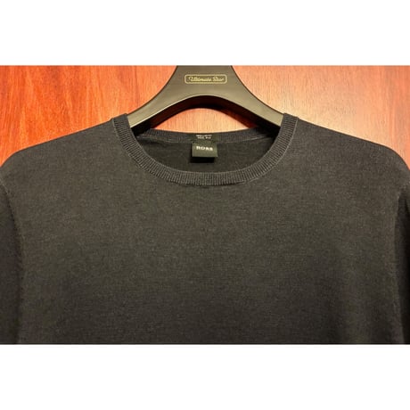 HUGO BOSS クルーネックウールシルクセーター チャコールグレー Sサイズ