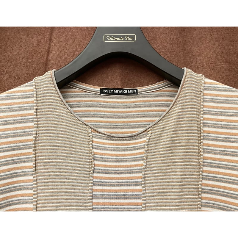 MADE IN JAPAN製 ISSEY MIYAKE MEN 切り替えボーダー柄Tシャツ マ