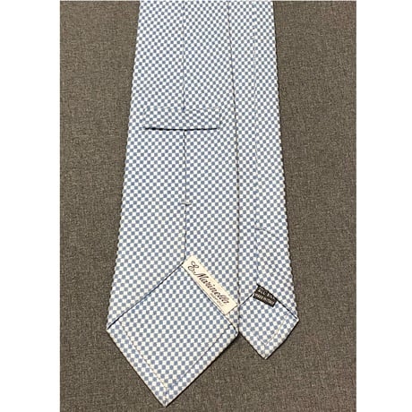▲訳あり商品▲ MADE IN ITALY製 E.Marinella 千鳥格子柄シルクネクタイ スカイブルー