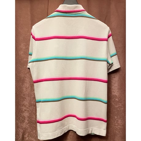 MADE IN JAPAN製 LACOSTE ボーダー柄半袖鹿の子ポロシャツ ベージュ 2サイズ