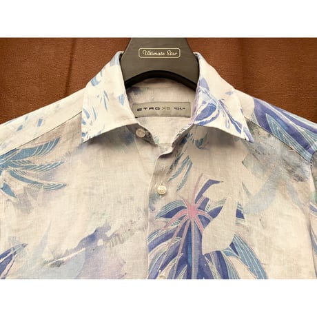 MADE IN ITALY製 ETRO 長袖リネンシャツ ホワイト XSサイズ