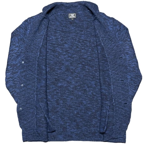 GREEN LABEL RELAXING ショールカラーウールリネンニットカーディガン ネイビー Lサイズ