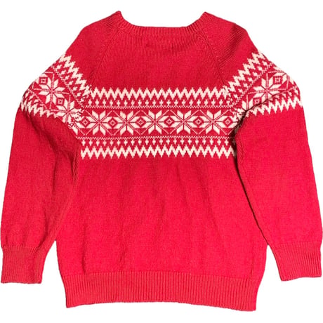 MADE IN USA製 MORIARTY SWEATER ノルディック柄ハンドメイドウールセーター レッド Sサイズ