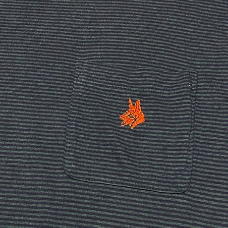 MADE IN JAPAN製 MISTERGENTLEMAN ポケット付き半袖ボーダーTシャツ フォレストグリーン Lサイズ