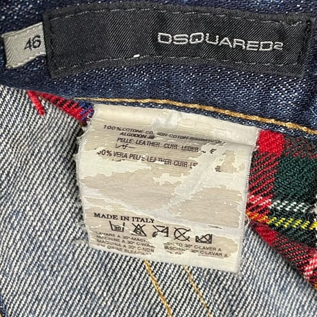 MADE IN ITALY製 DSQUARED2 ダメージ加工デニムパンツ インディゴ 46サイズ