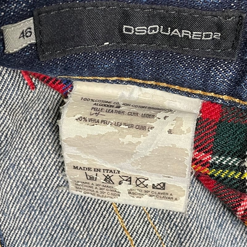 MADE IN ITALY製 DSQUARED2 ダメージ加工デニムパンツ インディゴ 46サ