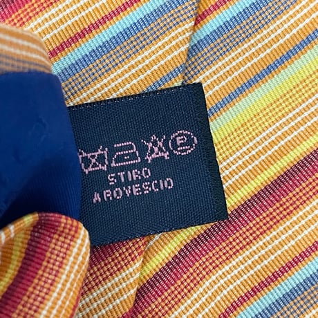 MADE IN ITALY製 ETRO レジメンタルストライプ柄コットンシルクネクタイ マルチカラー