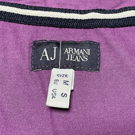 ARMANI JEANS ポケット付き半袖VネックTシャツ パープル Mサイズ