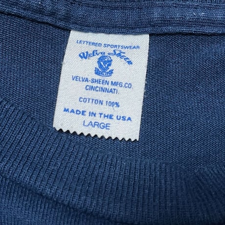 MADE IN USA製 Velva Sheen ポケット付きクルーネック半袖Tシャツ ネイビー Lサイズ