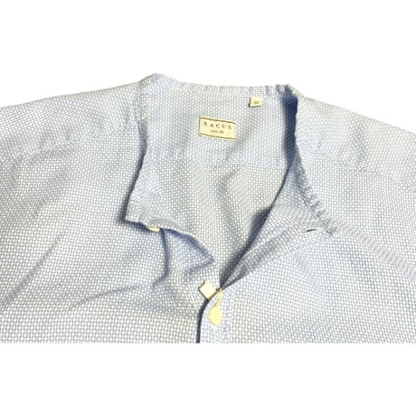 ☆タグ付き新古品☆ MADE IN ITALY製 XACUS Slim Fit 長袖ノーカラーシャツ サックス 39-15 1/2サイズ