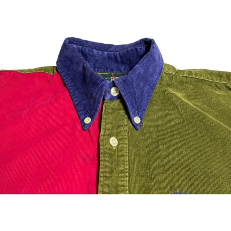 MADE IN USA製 90's J.CREW 長袖コーデュロイクレイジーカラーシャツ マルチカラー Mサイズ