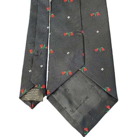 日本未上陸 MADE IN ITALY製 MASSIMO DUTTI 花柄ネクタイ ネイビー