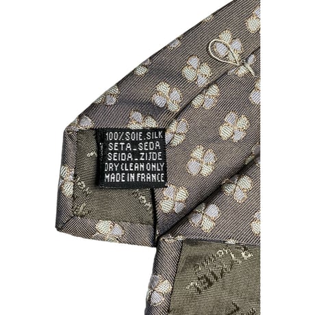 MADE IN FRANCE製 RYKIEL HOMME クローバー柄シルクネクタイ ブラウン