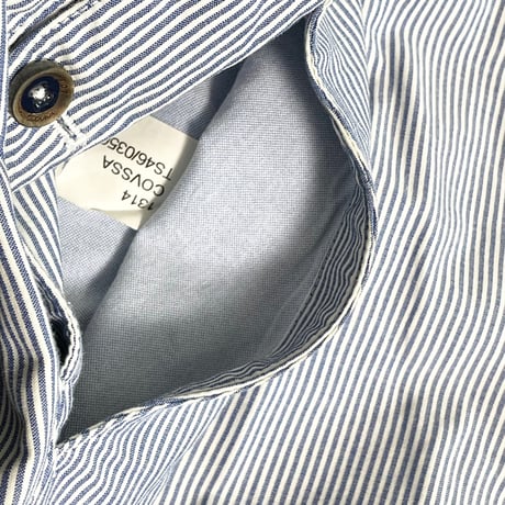 MADE IN ROMANIA製 PT01 Sailor ヒッコリーストライプ柄コットンスラックス ブルー×ホワイト 46サイズ