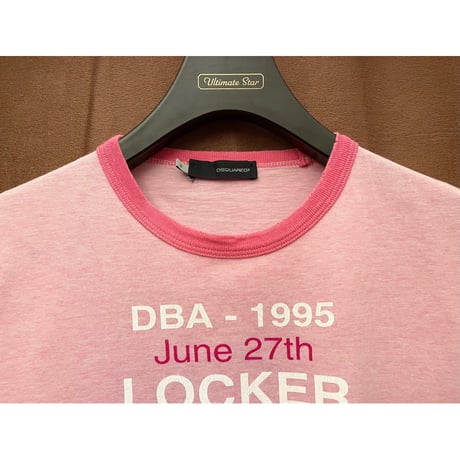 ▲訳あり商品▲ MADE IN ITALY製 DSQUARED2 プリントリンガーTシャツ ピンク Mサイズ