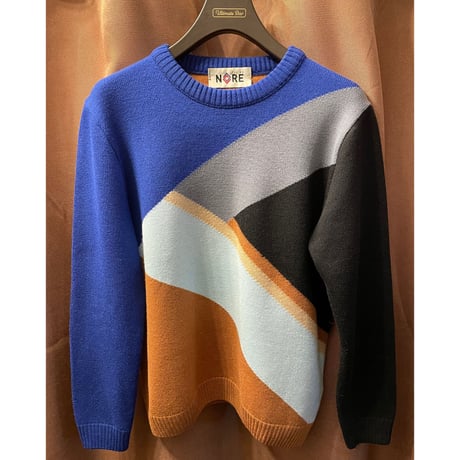 【ベイクルーズ取り扱い】MADE IN FRANCE製 PIC DE NORE クルーネックメリノウールセーター マルチカラー Lサイズ