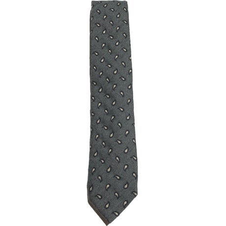 MADE IN JAPAN製 FILO D'ORO THE SUIT COMPANY ペイズリー柄ウールシルクネクタイ チャコールグレー