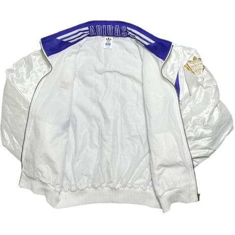 DESCENTE製 80~90s adidas フード付きフルジップナイロンジャケット ホワイト Lサイズ