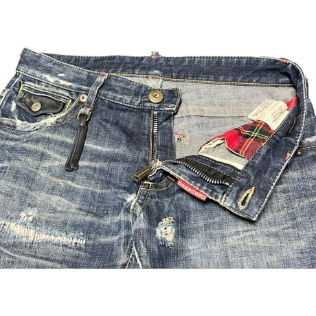 MADE IN ITALY製 DSQUARED2 ダメージ加工デニムパンツ インディゴ 46サイズ