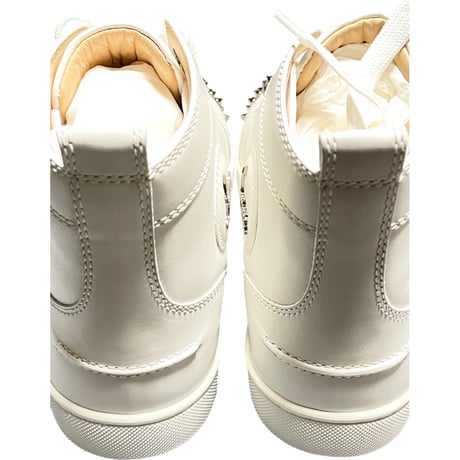 ☆箱、付属品インボイス付き新古品☆ MADE IN ITALY製 Christian Louboutin スタッズ付きハイカットレザースニーカー ホワイト 42サイズ