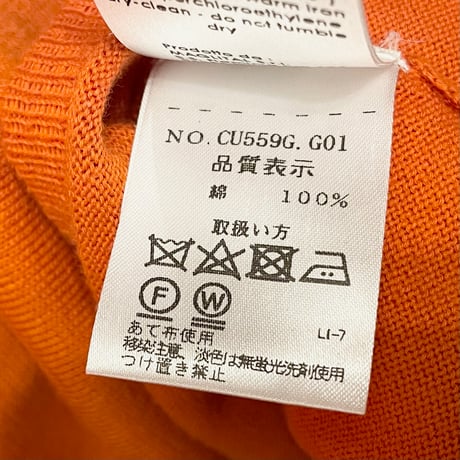 MADE IN ITALY製 Cruciani クルーネックコットンセーター オレンジ 48サイズ