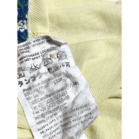 MADE IN ITALY製 ORIAN Vintage Slim Fit 半袖鹿の子ポロシャツ イエロー Lサイズ