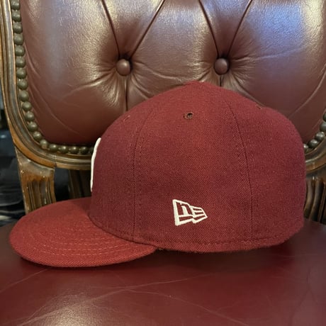 ▲訳あり商品▲ レア MADE IN USA製 NEW ERA × NEW YORK YANKEES 59FIFTY ウールベースボールキャップ バーガンディ 7-3/8 59cm