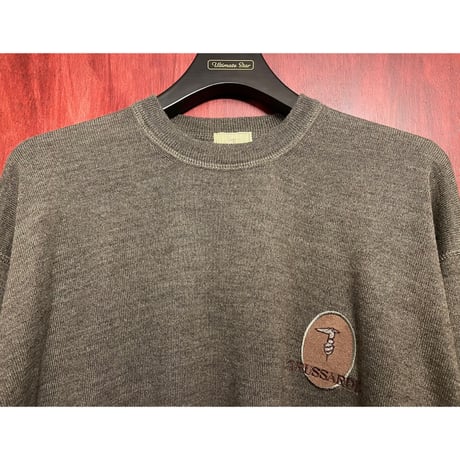 MADE IN ITALY製 TRUSSARDI maglie クルーネックウールアクリルセーター ブラウン 5サイズ