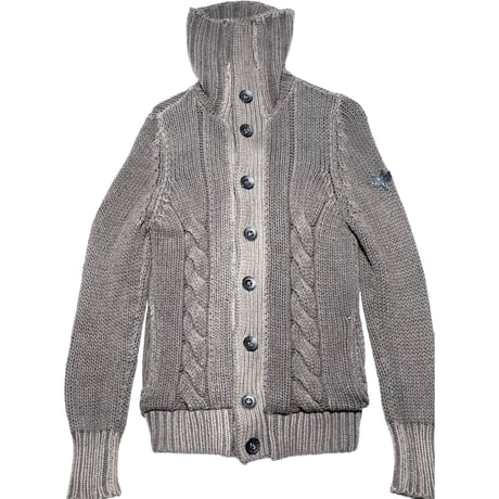 DIESEL 裏キルティング加工ケーブルニットカーディガン グレー XSサイズ