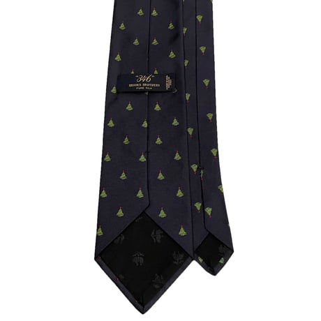 MADE IN USA製 BROOKS BROTHERS 346 クリスマス柄シルクネクタイ ネイビー