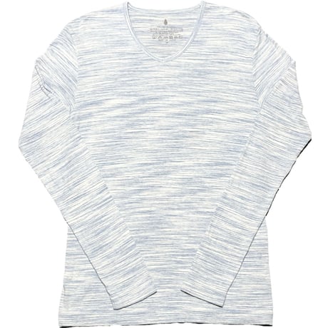 MADE IN JAPAN製 GREEN LABEL RELAXING マーブル調長袖VネックTシャツ ライトブルー Mサイズ