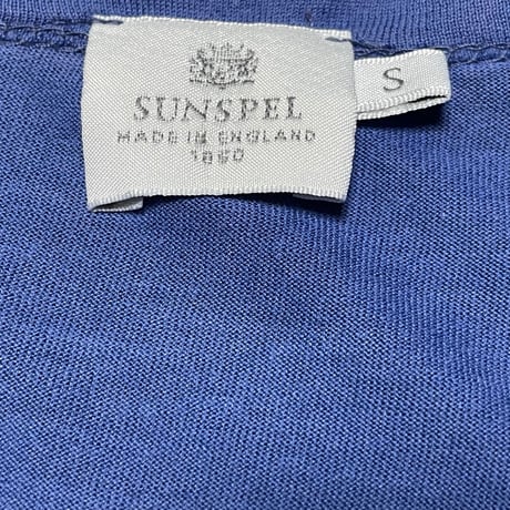 MADE IN ENGLAND製 SUNSPEL 無地半袖Tシャツ ネイビーブルー Sサイズ