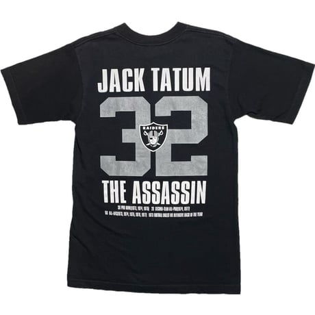 MADE IN USA製 NFL RAIDERS JACK TATUM THE ASSASSINモデル BAYSIDEボディ ロゴプリントTシャツ ブラック Mサイズ