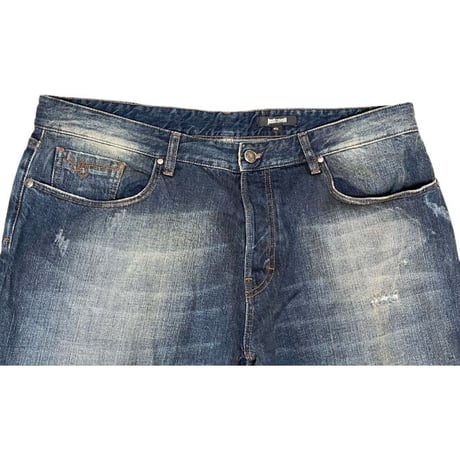 MADE IN ITALY製 Just Cavalli ダメージ加工デニムパンツ インディゴ W40サイズ