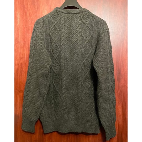 MADE IN SCOTLAND製 WILLAM LOCKIE ケーブルニット クルーネックウールセーター ブラウン 40サイズ