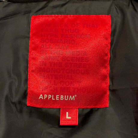 APPLEBUM 牛革 カウレザーコンビ ダウンベスト レッド×ブラック Lサイズ