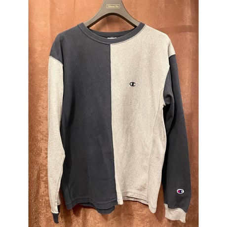 Champion REVERSE WEAVE ツートン切り替え長袖カットソー ネイビー×グレー Mサイズ