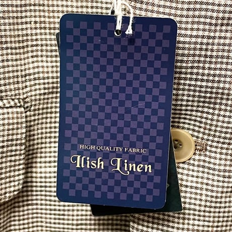 ☆タグ付き新古品☆ CHRISTIAN ORANI Irish Linen ギンガムチェック柄 リネンテーラードジャケット ブラウン AB5サイズ