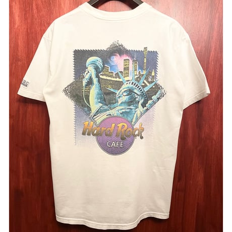 希少 MADE IN USA製 90s Hard Rock CAFE NEW YORK HEAVY TEE バックプリントTシャツ ホワイト Mサイズ