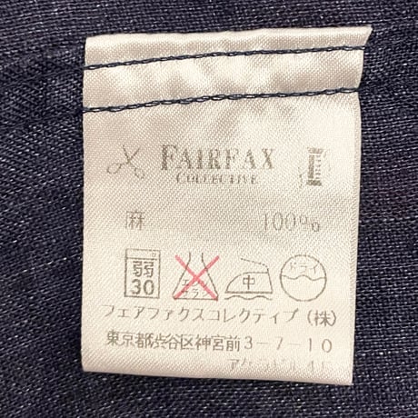 MADE IN JAPAN製 BARNEYS NEWYORK Cotonificio Albini 生地 長袖リネンシャツ ネイビー Sサイズ