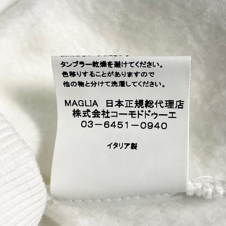 ★新品★ MADE IN ITALY製 MAGLIA 2025年AWモデル S-2814N 「MAGLIA」 プリント入り 裏起毛 スムースプルオーバーパーカー オフホワイト M～XLサイズ