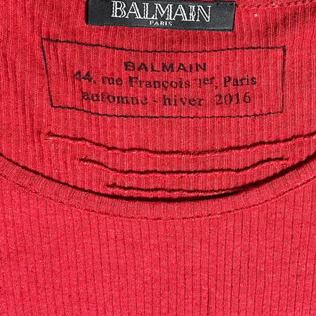 MADE IN ITALY製 BALMAIN クルーネック半袖Tシャツ レッド Sサイズ
