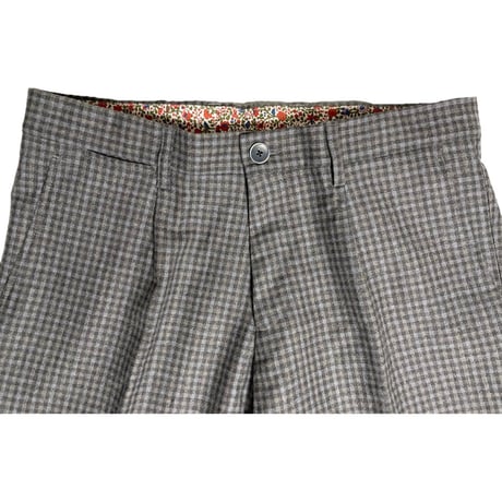 MADE IN ITALY製 KAMAR pantaloni チェック柄ウールスラックス グレー 46サイズ