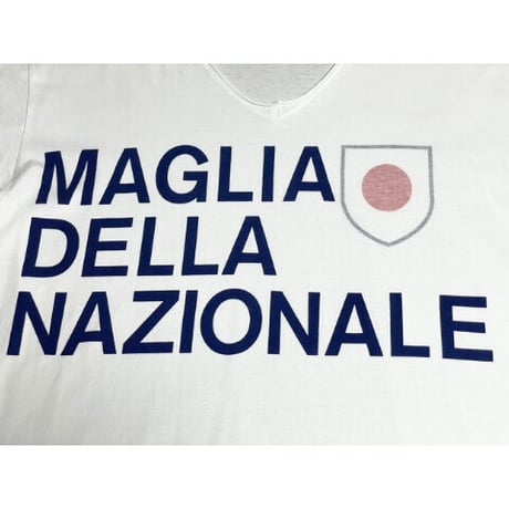 MADE IN ITALY製 MAGLIA「MAGLIA DELLA NAZIONALE」ロゴプリント VネックTシャツ ホワイト Mサイズ