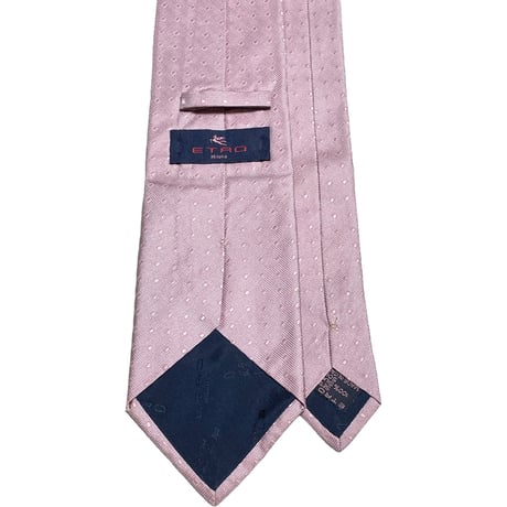 MADE IN ITALY製 ETRO ドット柄シルクネクタイ ピンク