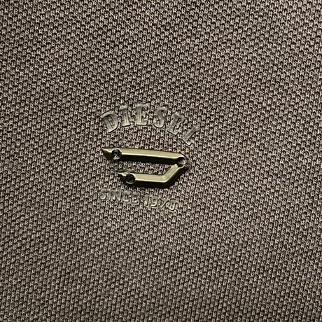 DIESEL 襟デニム切り替え半袖鹿の子ポロシャツ ネイビー Mサイズ